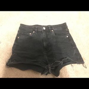 High waisted tight black shorts